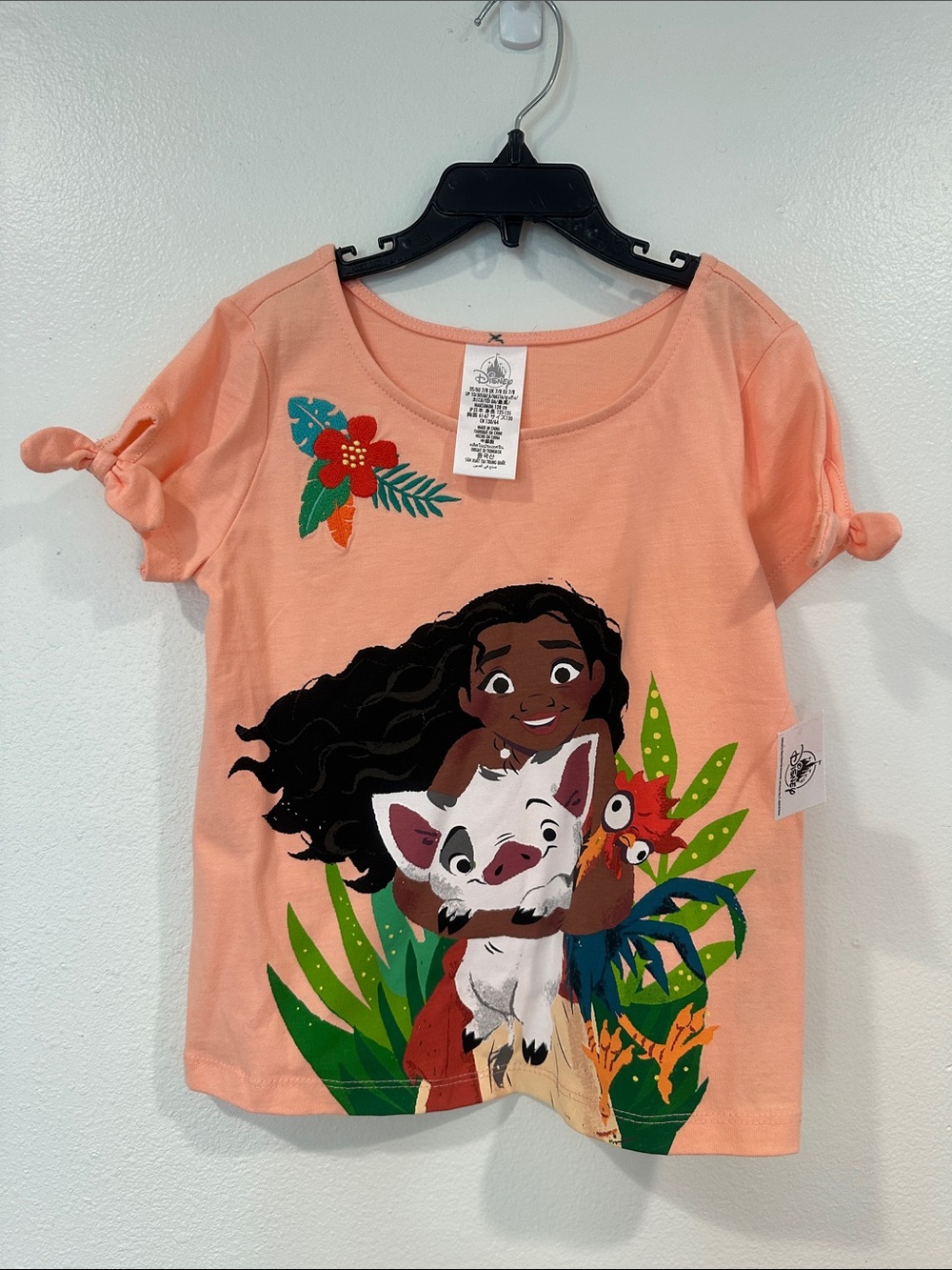 Moana Disney Kids Girls Peachy Orange Graphic Tee with Pua Hei Hei Size 7/8 NWT
